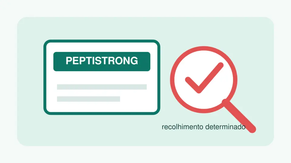 Embalagem ilustrativa de produto alimentício ao lado de um símbolo de alerta sanitário