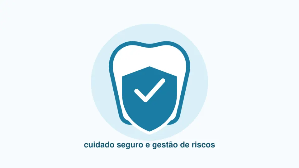 Ilustração de um dente protegido por escudo, representando segurança do paciente na odontologia