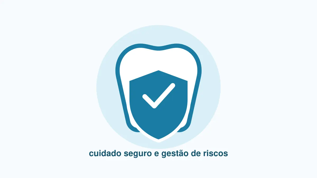 Ilustração de um dente protegido por escudo, representando segurança do paciente na odontologia